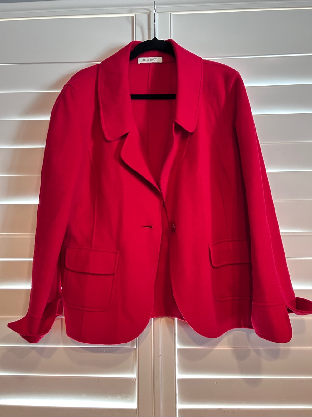 Ellen Tracy Wool Angora Single Button Blazer Red Size 14